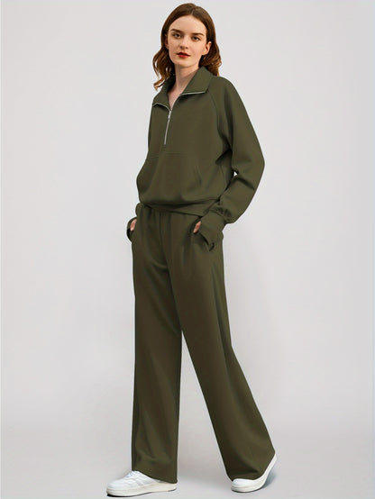 Women 2pcs Outfits Sweatsuit Oversized Sweatshirt Sweatpants Tracksuit Sweat Lounge Matching Set