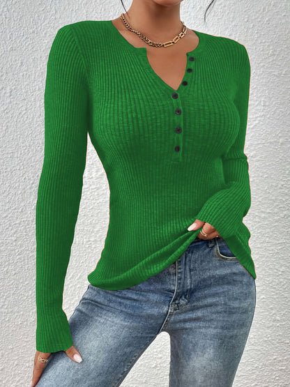 Women'S Elegant Sweater - Long Sleeve V-Neck Pullover Sweater, Soft Sweater for Fall/Winter, Office, Party, Everyday Outfits - Women'S Clothing, Ladies Sweaters, Casual Wear, Buttoned Front Design, Durable Knitwear, Fall Fash