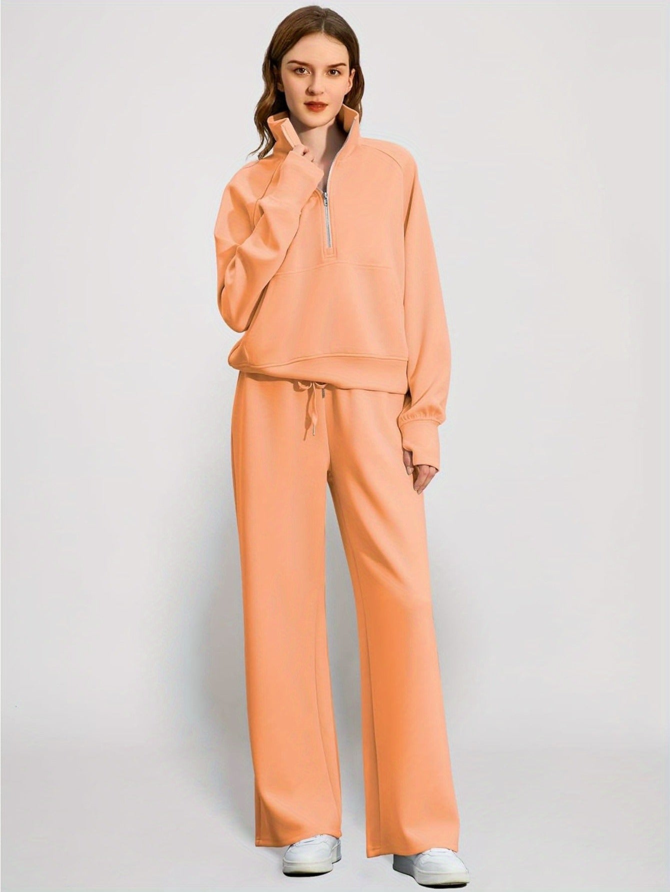 Women 2pcs Outfits Sweatsuit Oversized Sweatshirt Sweatpants Tracksuit Sweat Lounge Matching Set