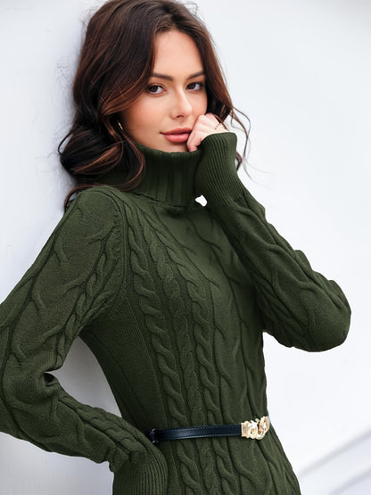 Womens Cable Knit Sweater Dress Sexy Long Sleeve Bodycon Turtleneck Mini Fall Sweaters Dresses