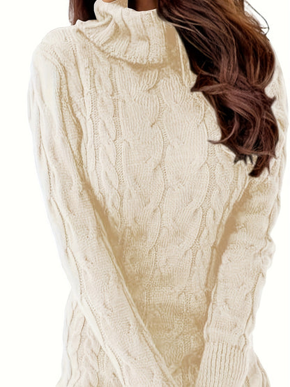 Womens Cable Knit Sweater Dress Sexy Long Sleeve Bodycon Turtleneck Mini Fall Sweaters Dresses