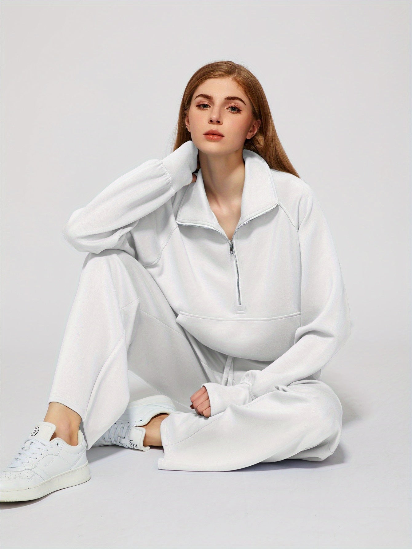 Women 2pcs Outfits Sweatsuit Oversized Sweatshirt Sweatpants Tracksuit Sweat Lounge Matching Set