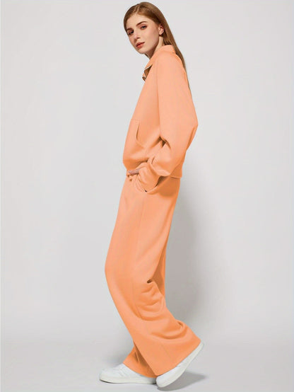 Women 2pcs Outfits Sweatsuit Oversized Sweatshirt Sweatpants Tracksuit Sweat Lounge Matching Set