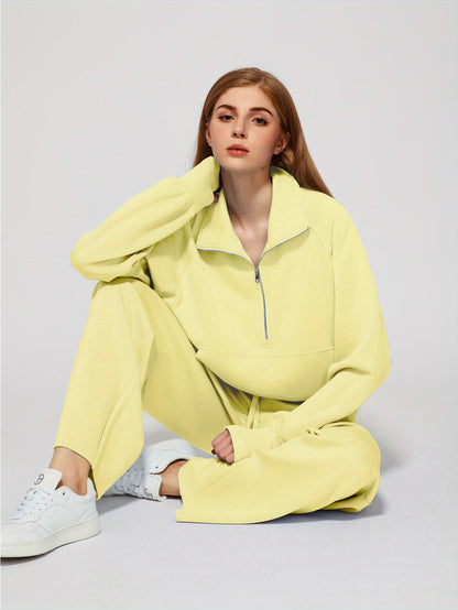 Women 2pcs Outfits Sweatsuit Oversized Sweatshirt Sweatpants Tracksuit Sweat Lounge Matching Set