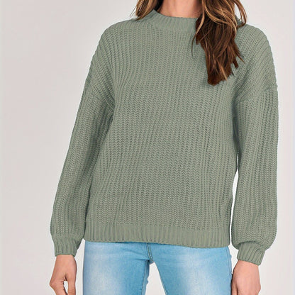 Women Fashion Sweater Long Sleeve Casual Ribbed Knit Winter Pullover Sweaters Blouse Top