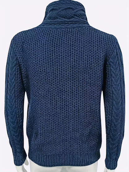 Men'S Knitted Jacket Turtleneck Cardigan Winter Pullover Hoodies Casual Sweaters Jumper