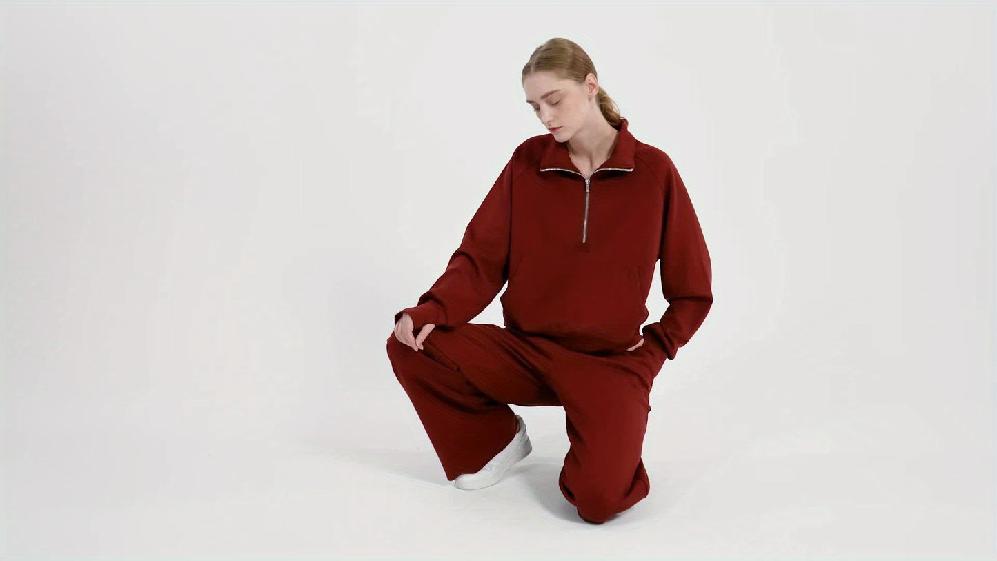 Women 2pcs Outfits Sweatsuit Oversized Sweatshirt Sweatpants Tracksuit Sweat Lounge Matching Set