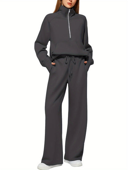 Women 2pcs Outfits Sweatsuit Oversized Sweatshirt Sweatpants Tracksuit Sweat Lounge Matching Set