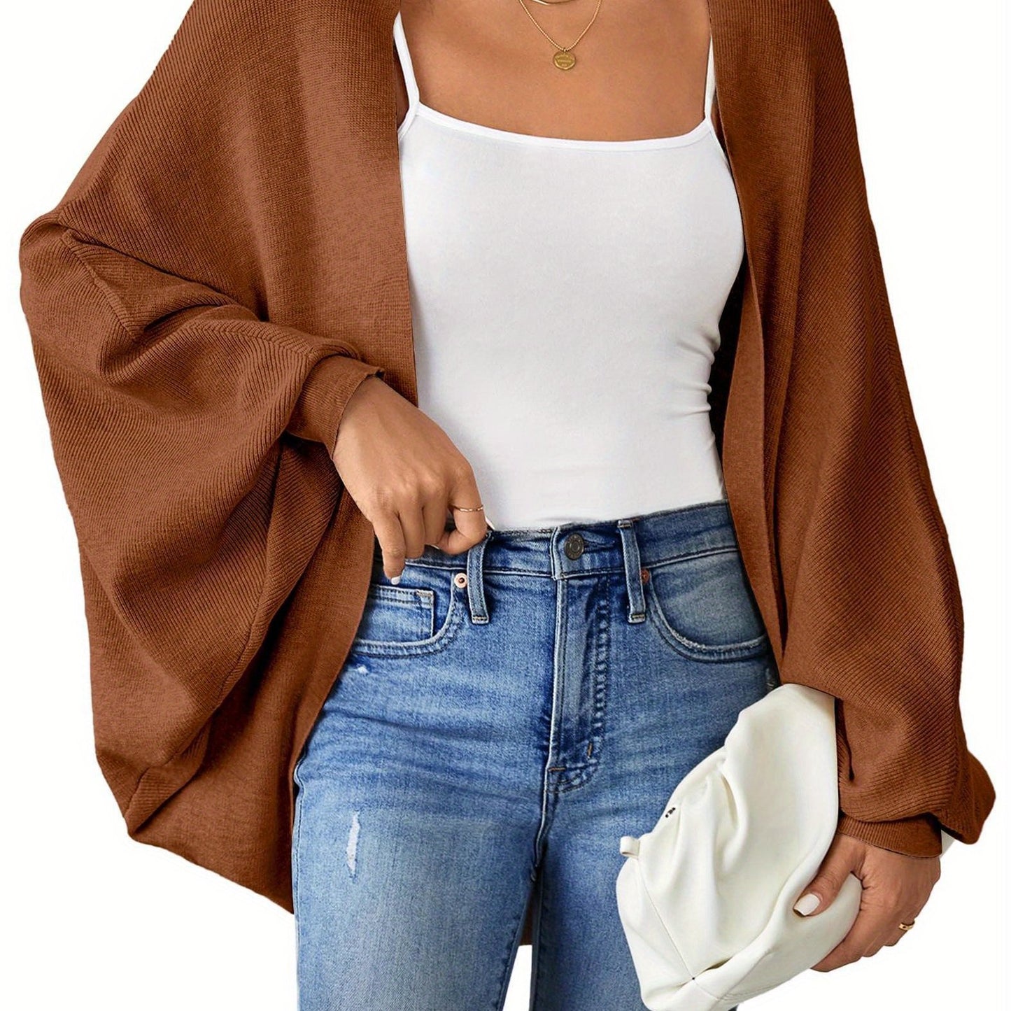 ELESOL 2024 Fall Cardigan Sweaters for Women Oversized Kimono Slouchy Wrap Batwing Sleeve Open Front Outwear Coat