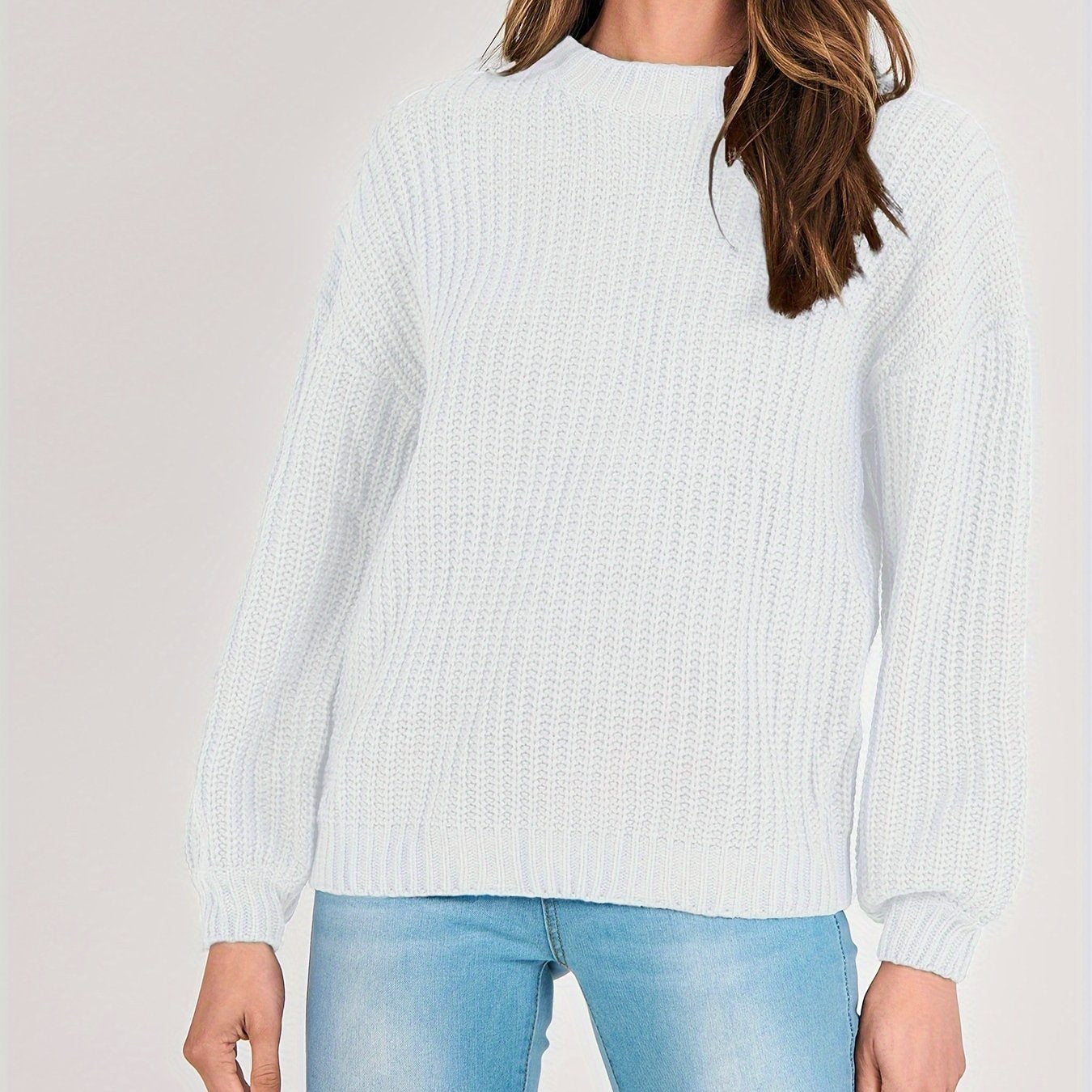 Women Fashion Sweater Long Sleeve Casual Ribbed Knit Winter Pullover Sweaters Blouse Top