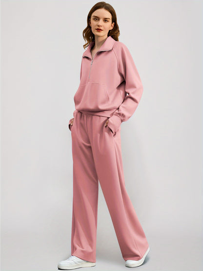 Women 2pcs Outfits Sweatsuit Oversized Sweatshirt Sweatpants Tracksuit Sweat Lounge Matching Set