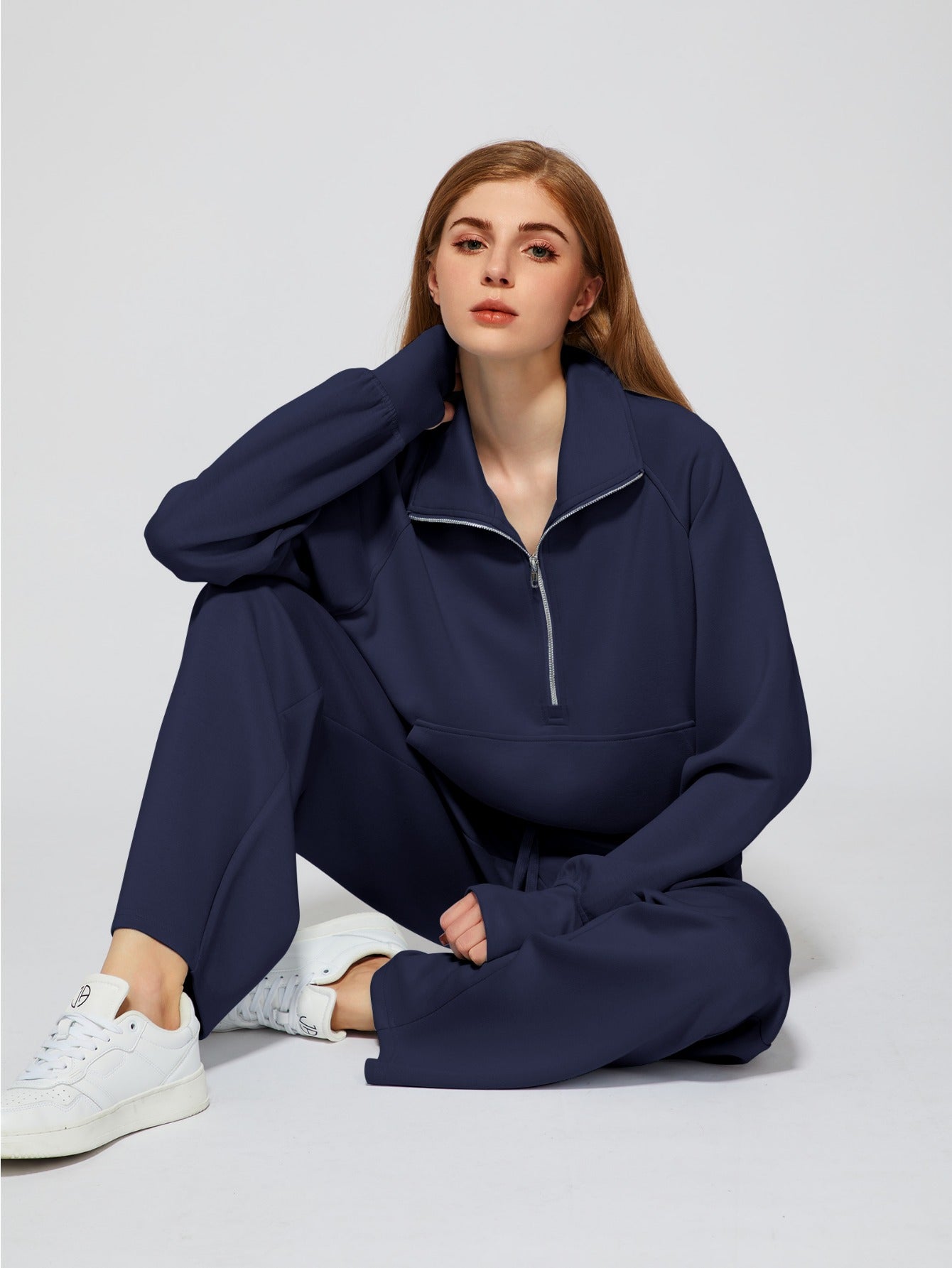 Women 2pcs Outfits Sweatsuit Oversized Sweatshirt Sweatpants Tracksuit Sweat Lounge Matching Set