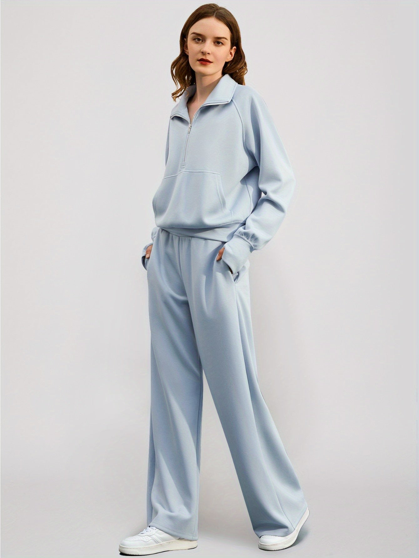 Women 2pcs Outfits Sweatsuit Oversized Sweatshirt Sweatpants Tracksuit Sweat Lounge Matching Set