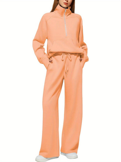 Women 2pcs Outfits Sweatsuit Oversized Sweatshirt Sweatpants Tracksuit Sweat Lounge Matching Set