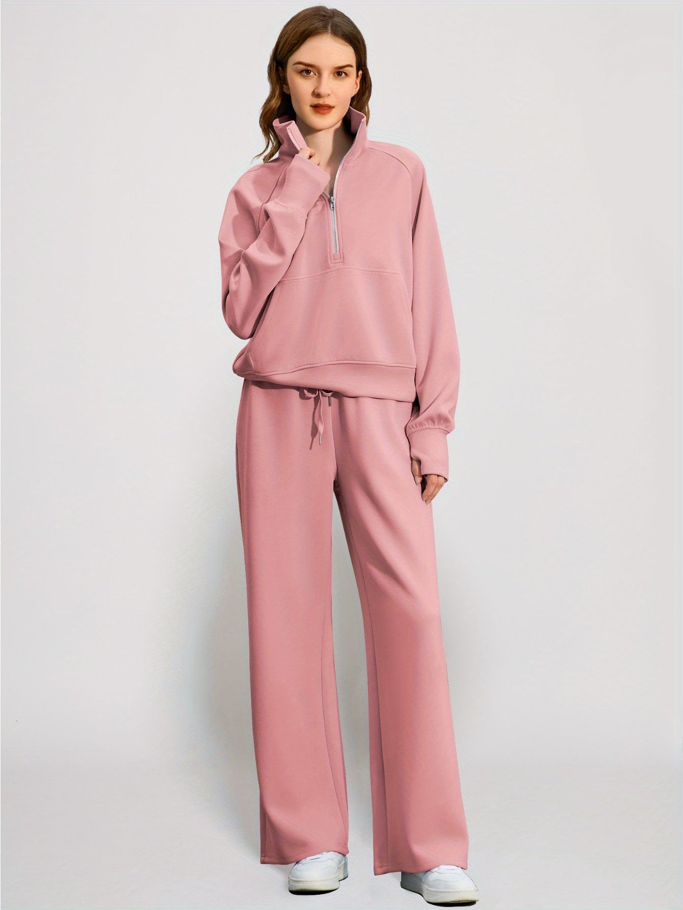 Women 2pcs Outfits Sweatsuit Oversized Sweatshirt Sweatpants Tracksuit Sweat Lounge Matching Set