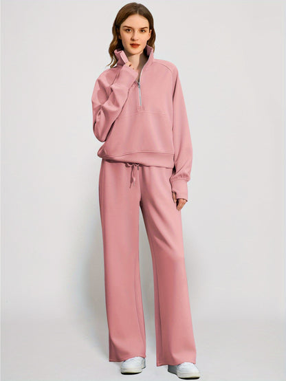 Women 2pcs Outfits Sweatsuit Oversized Sweatshirt Sweatpants Tracksuit Sweat Lounge Matching Set