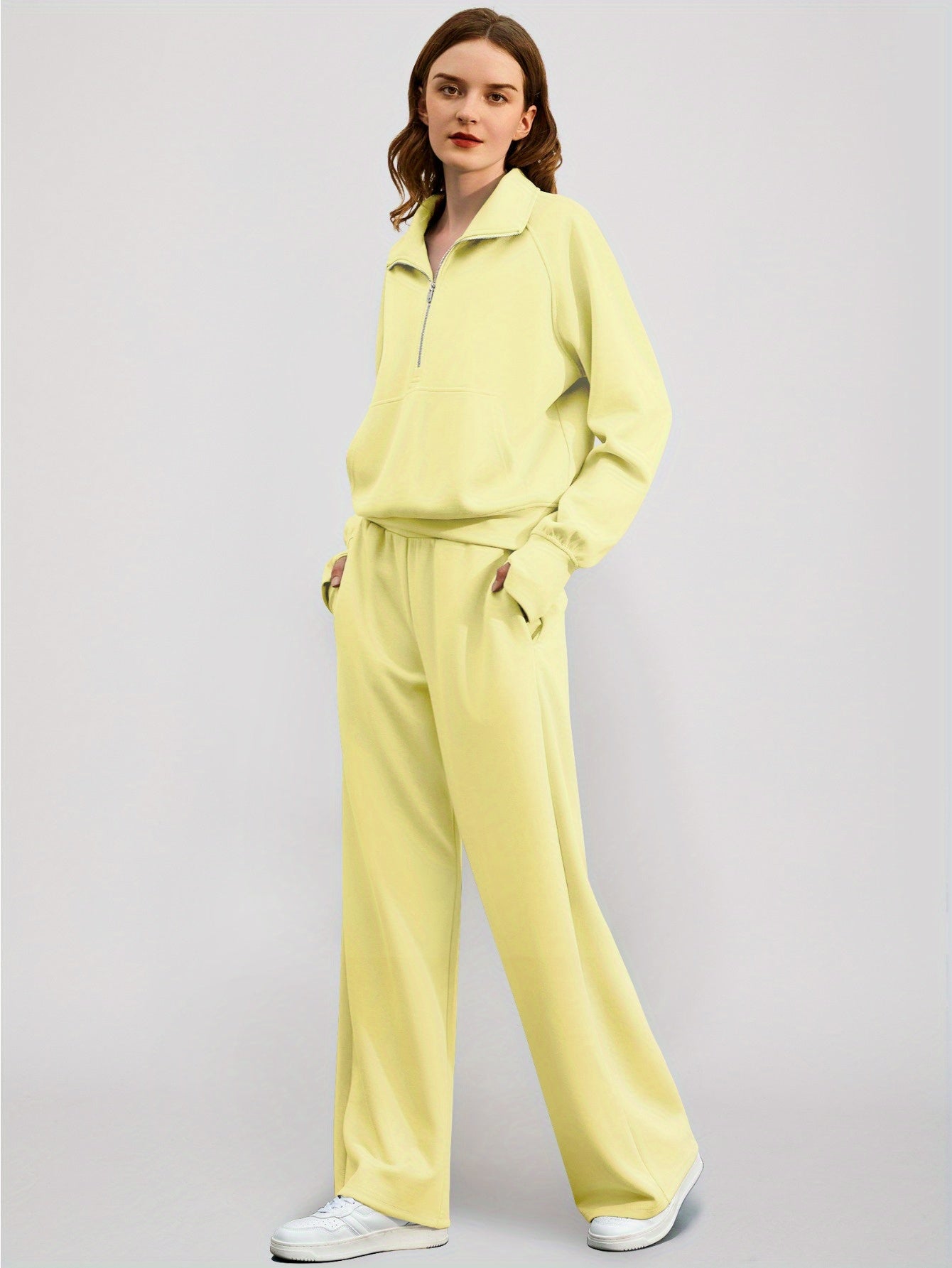 Women 2pcs Outfits Sweatsuit Oversized Sweatshirt Sweatpants Tracksuit Sweat Lounge Matching Set