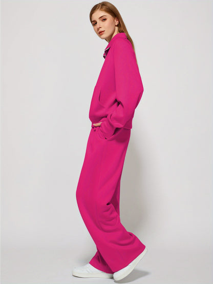 Women 2pcs Outfits Sweatsuit Oversized Sweatshirt Sweatpants Tracksuit Sweat Lounge Matching Set