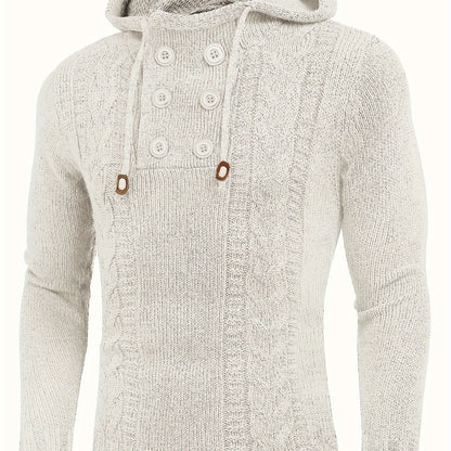 Men's Knitted Hoodies Pullover Casual Long Sleeve Turtleneck Sweaters