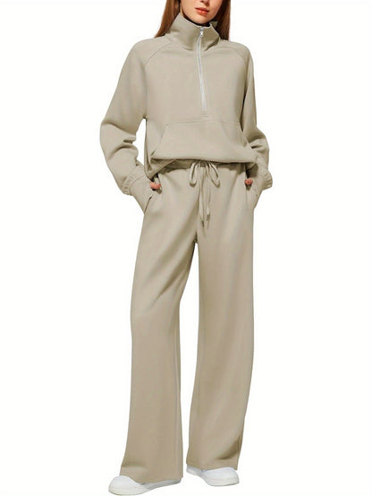 Women 2pcs Outfits Sweatsuit Oversized Sweatshirt Sweatpants Tracksuit Sweat Lounge Matching Set