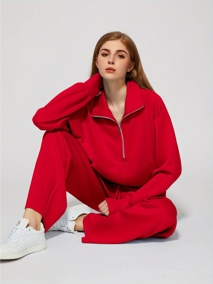 Women 2pcs Outfits Sweatsuit Oversized Sweatshirt Sweatpants Tracksuit Sweat Lounge Matching Set