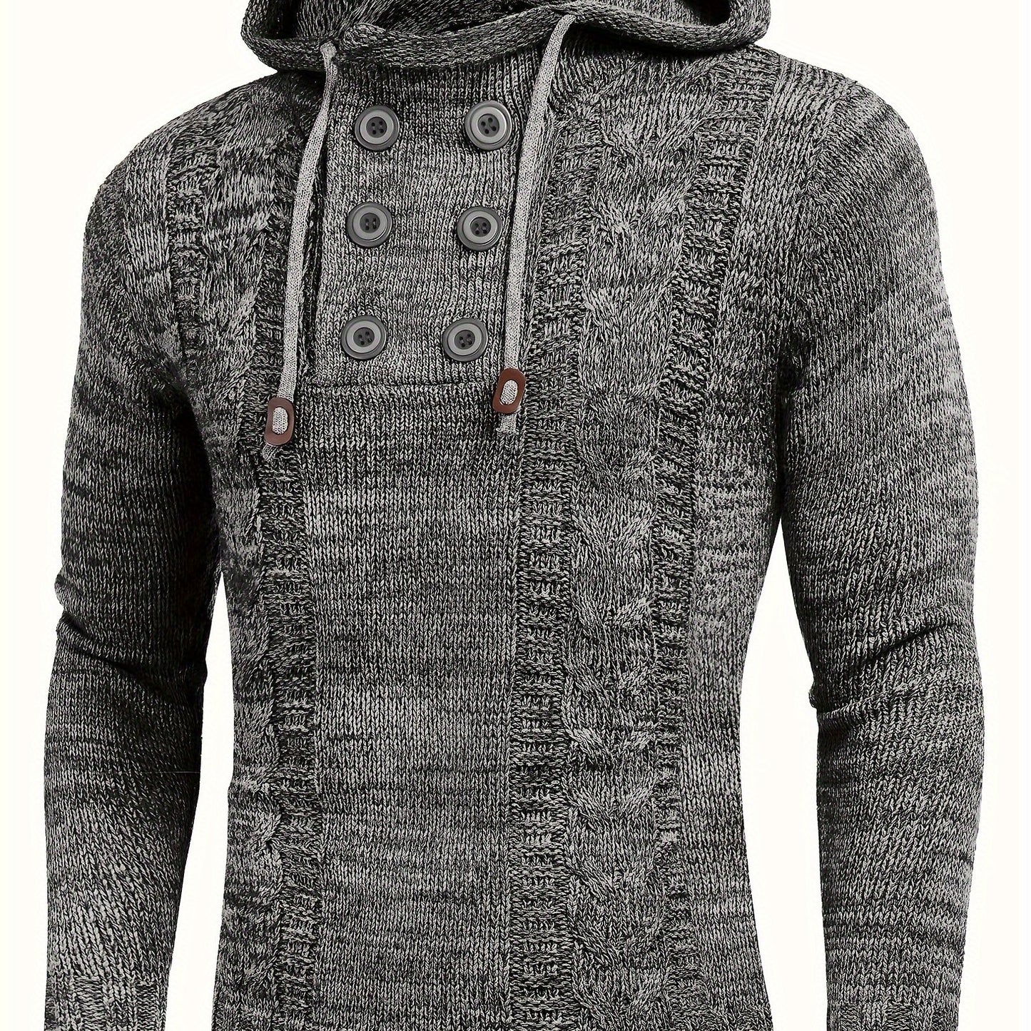 Men's Knitted Hoodies Pullover Casual Long Sleeve Turtleneck Sweaters