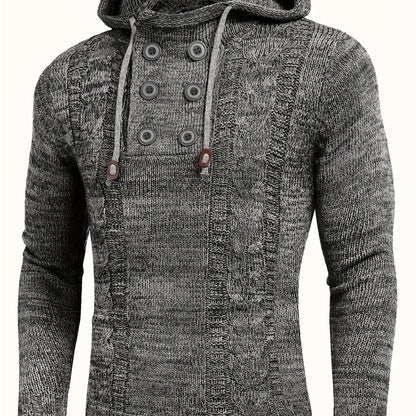 Men's Knitted Hoodies Pullover Casual Long Sleeve Turtleneck Sweaters