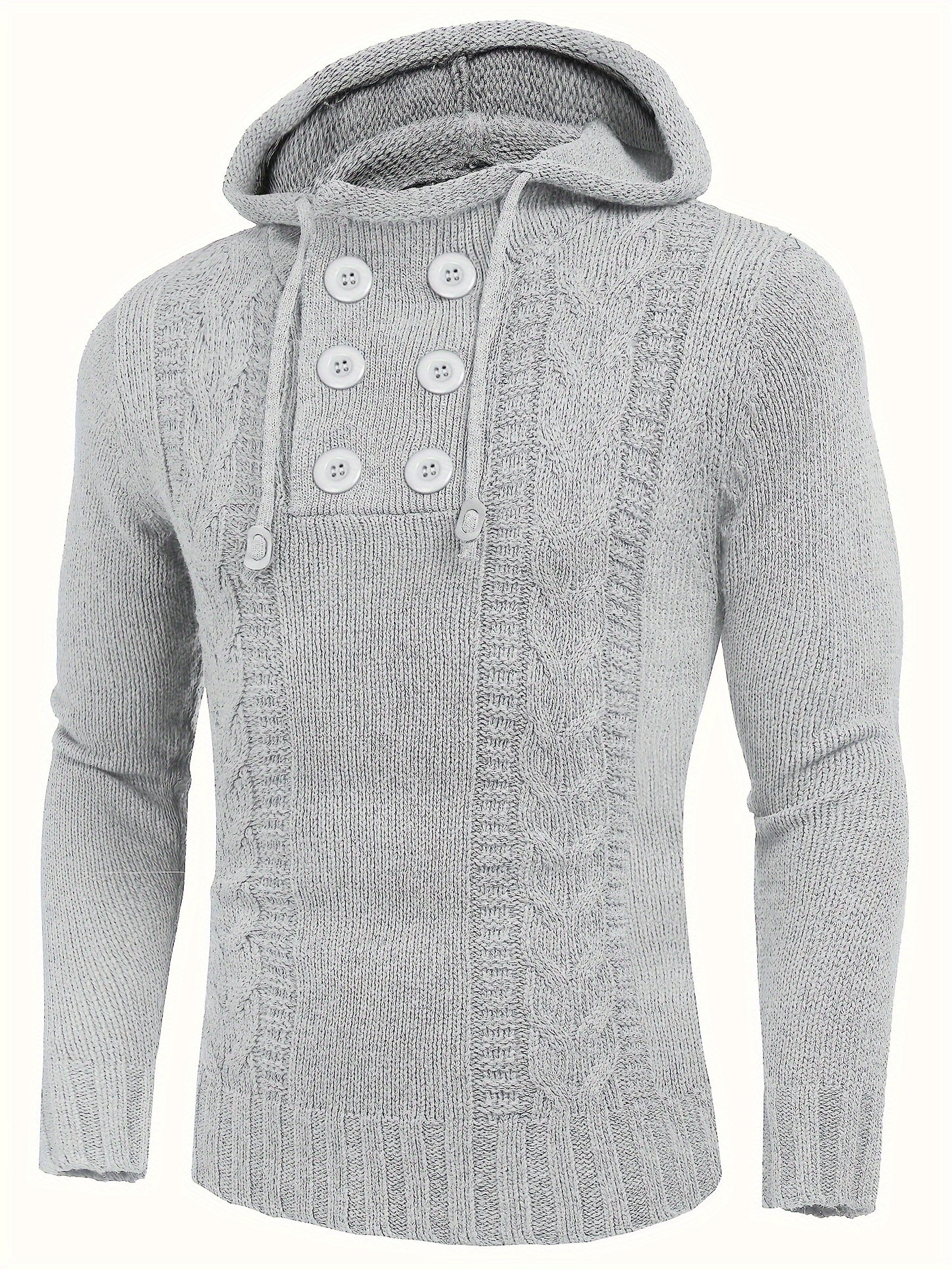 Men's Knitted Hoodies Pullover Casual Long Sleeve Turtleneck Sweaters