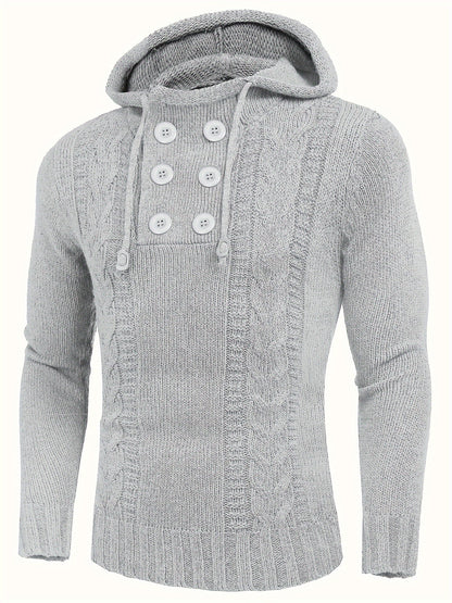 Men's Knitted Hoodies Pullover Casual Long Sleeve Turtleneck Sweaters