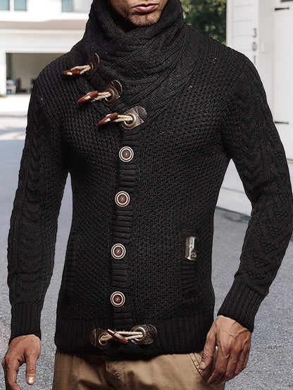 Men'S Knitted Jacket Turtleneck Cardigan Winter Pullover Hoodies Casual Sweaters Jumper