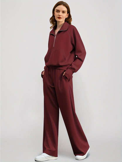 Women 2pcs Outfits Sweatsuit Oversized Sweatshirt Sweatpants Tracksuit Sweat Lounge Matching Set