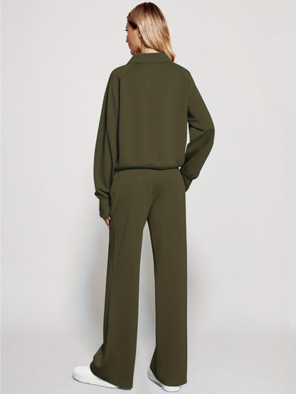 Women 2pcs Outfits Sweatsuit Oversized Sweatshirt Sweatpants Tracksuit Sweat Lounge Matching Set