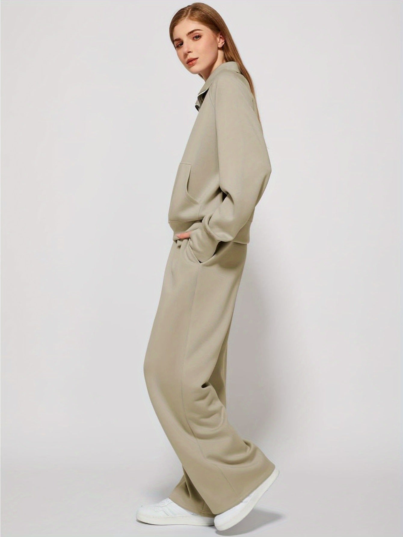 Women 2pcs Outfits Sweatsuit Oversized Sweatshirt Sweatpants Tracksuit Sweat Lounge Matching Set