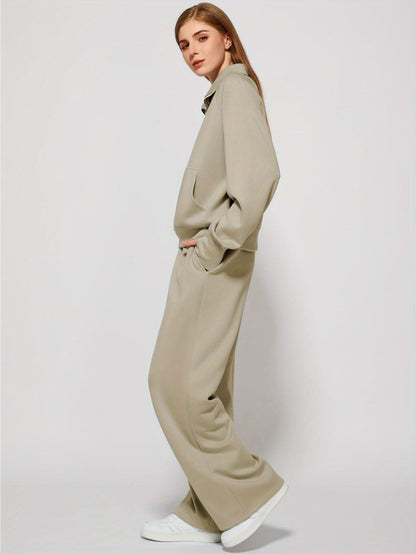 Women 2pcs Outfits Sweatsuit Oversized Sweatshirt Sweatpants Tracksuit Sweat Lounge Matching Set