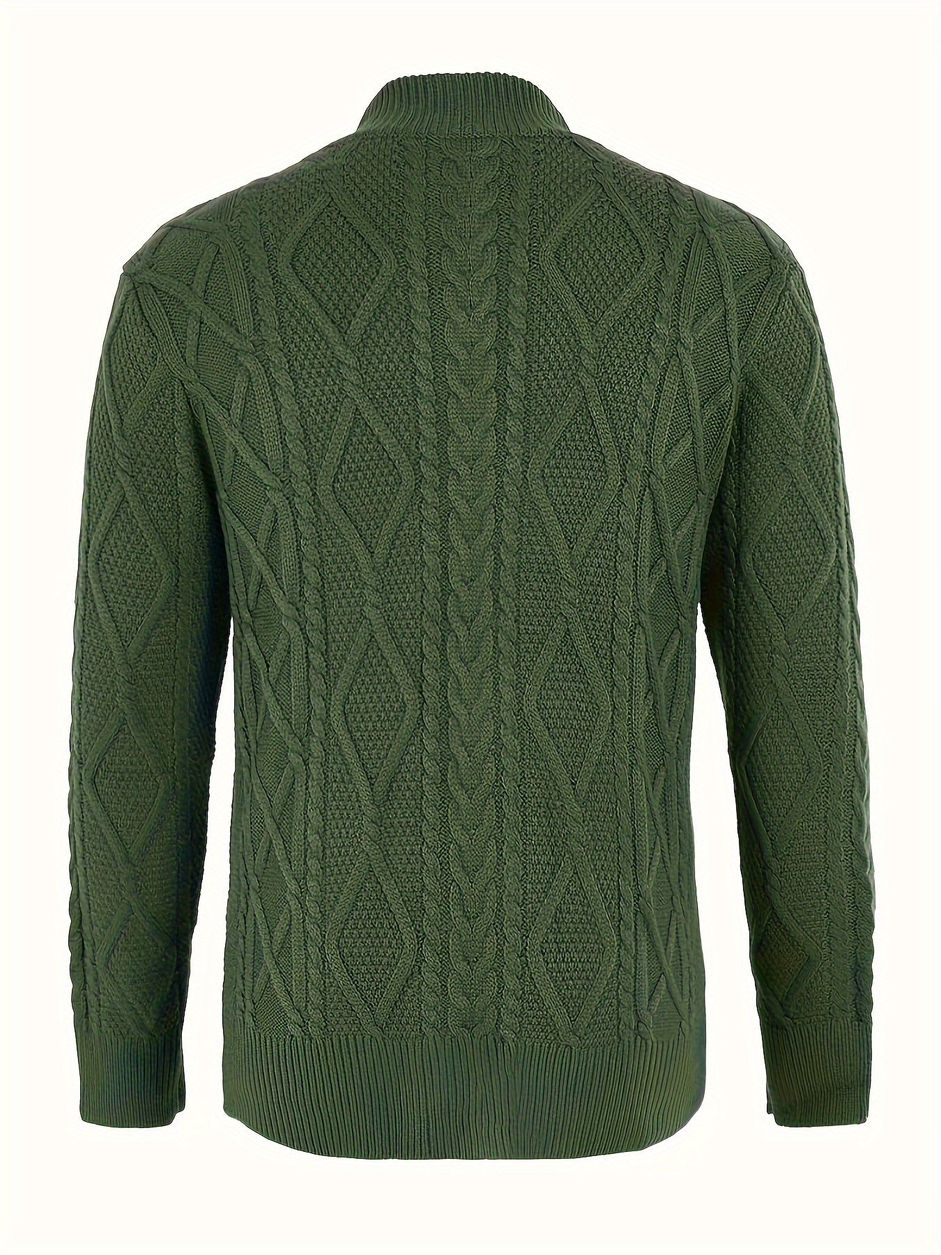 Runcati Mens Quarter-Zip Sweater Cable Knitted Stand Collar Pullover Soft Casual Thermal Twisted Knitwear Sweaters