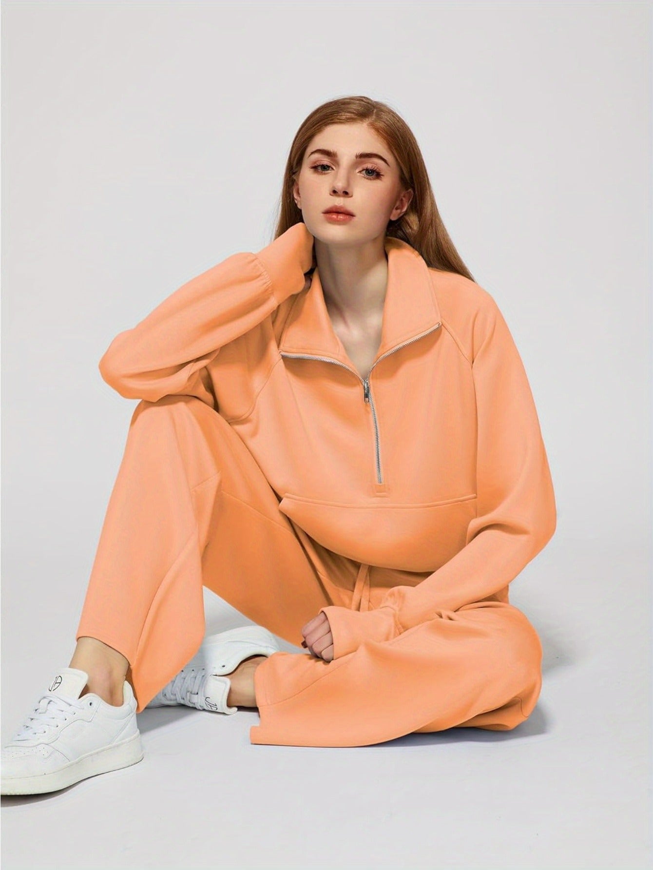 Women 2pcs Outfits Sweatsuit Oversized Sweatshirt Sweatpants Tracksuit Sweat Lounge Matching Set