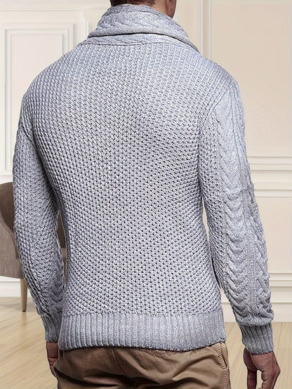 Men'S Knitted Jacket Turtleneck Cardigan Winter Pullover Hoodies Casual Sweaters Jumper