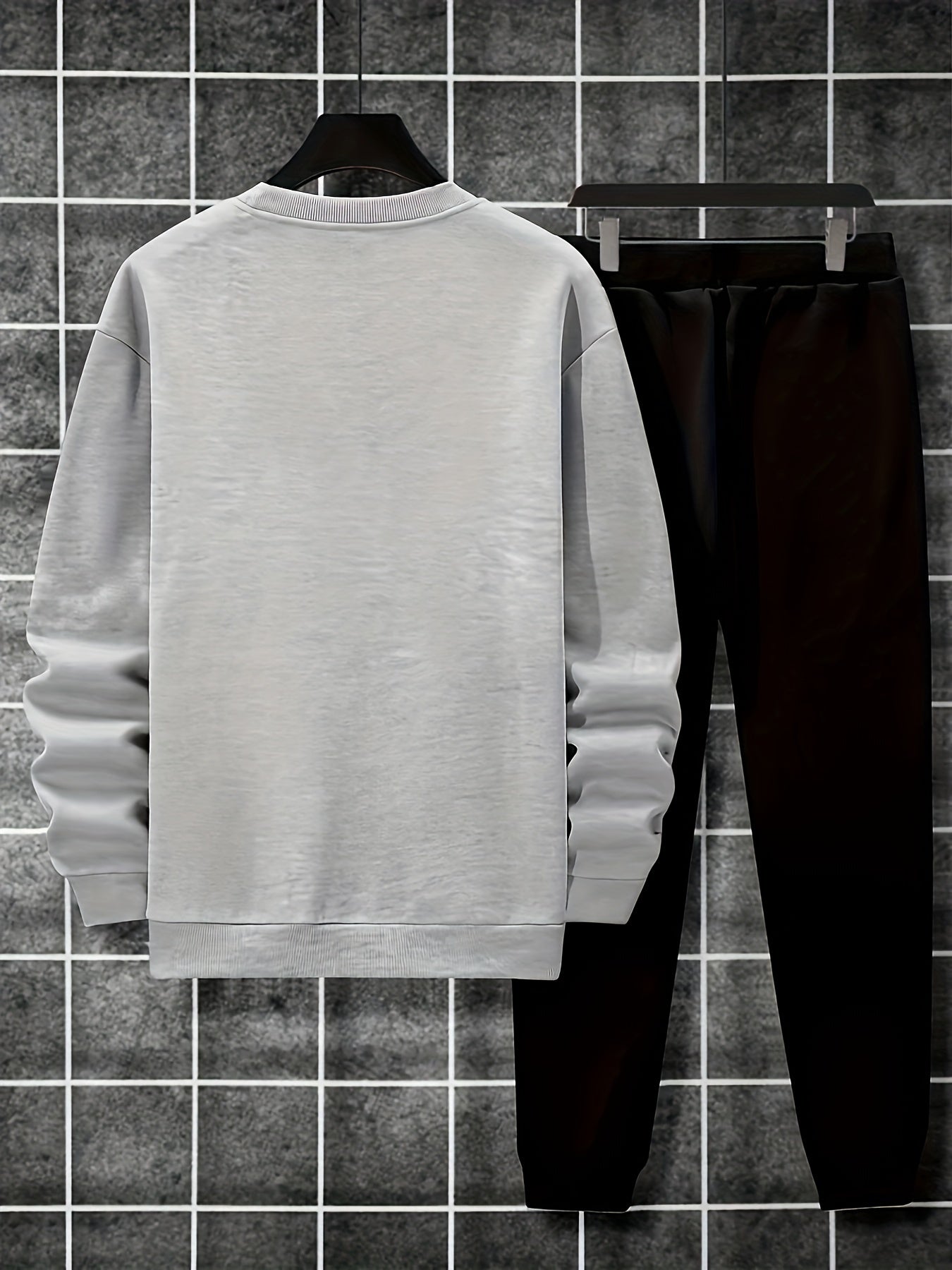 2-Piece Cozy Script Print Sweatshirt & Sweatpants Set - Soft, Trendy, and Comfy Outfits for Boys - Ideal for Fall, Winter, Daily Life, and Outdoor Activities in Los Angeles and California Style