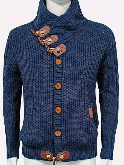 Men'S Knitted Jacket Turtleneck Cardigan Winter Pullover Hoodies Casual Sweaters Jumper