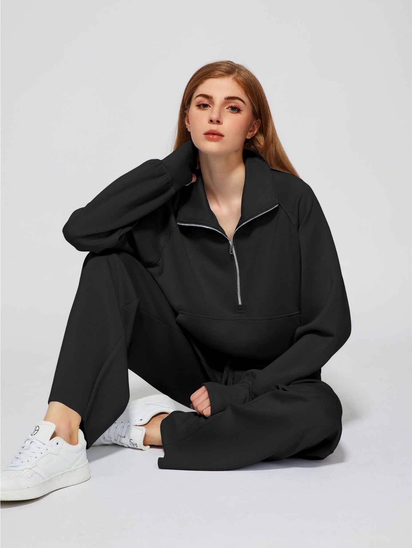 Women 2pcs Outfits Sweatsuit Oversized Sweatshirt Sweatpants Tracksuit Sweat Lounge Matching Set