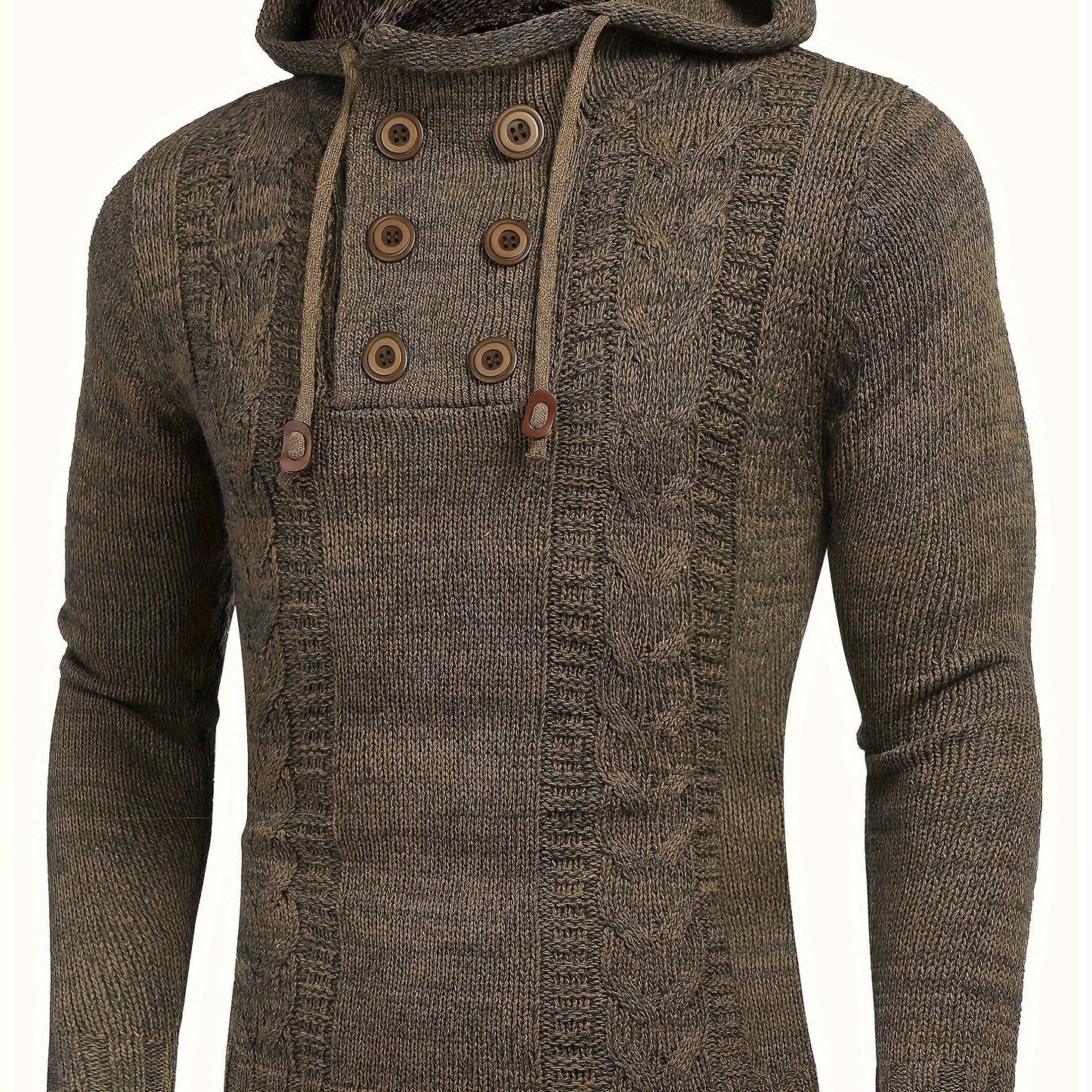 Men's Knitted Hoodies Pullover Casual Long Sleeve Turtleneck Sweaters