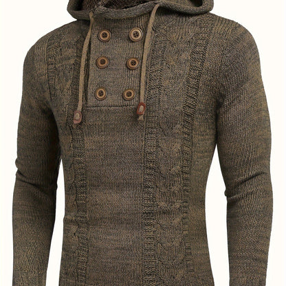 Men's Knitted Hoodies Pullover Casual Long Sleeve Turtleneck Sweaters