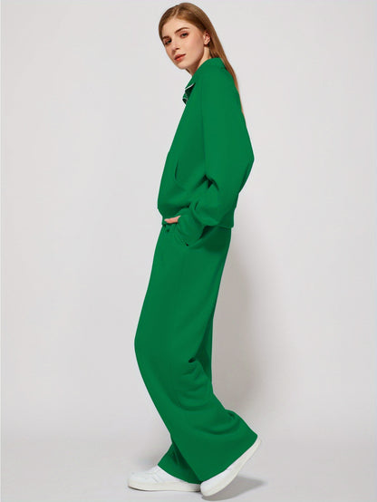 Women 2pcs Outfits Sweatsuit Oversized Sweatshirt Sweatpants Tracksuit Sweat Lounge Matching Set