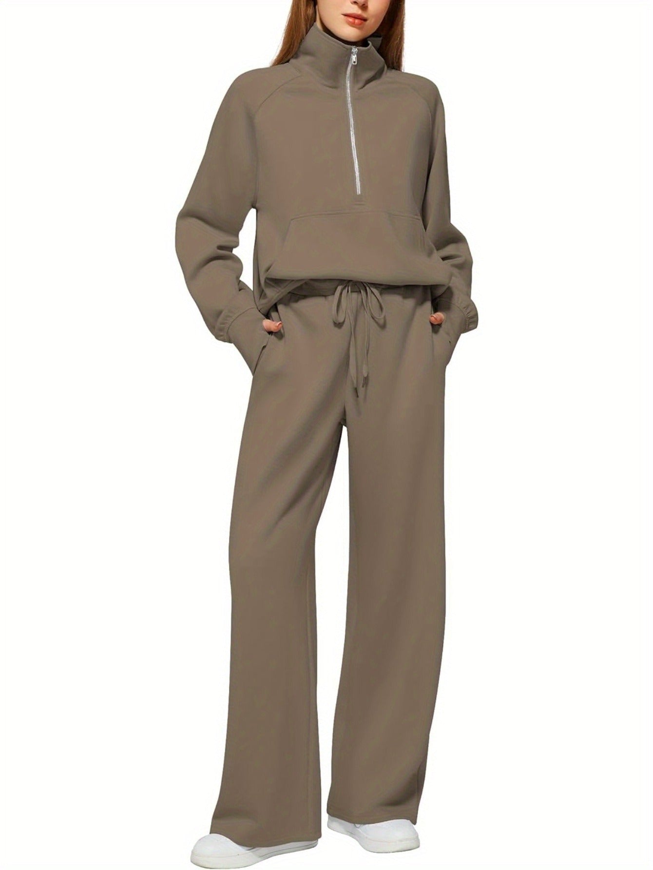 Women 2pcs Outfits Sweatsuit Oversized Sweatshirt Sweatpants Tracksuit Sweat Lounge Matching Set