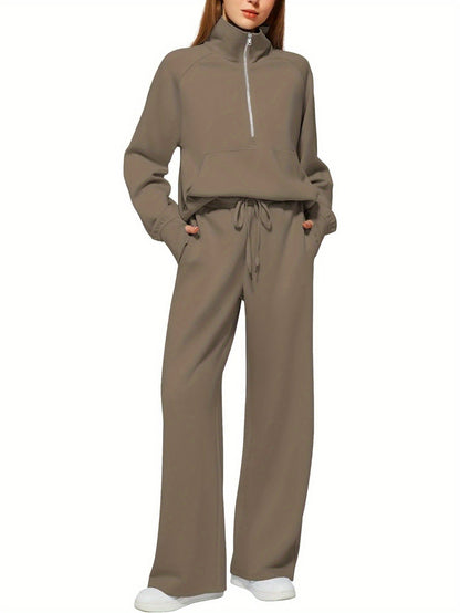 Women 2pcs Outfits Sweatsuit Oversized Sweatshirt Sweatpants Tracksuit Sweat Lounge Matching Set