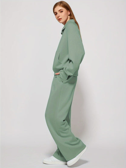 Women 2pcs Outfits Sweatsuit Oversized Sweatshirt Sweatpants Tracksuit Sweat Lounge Matching Set