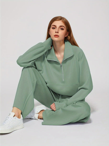 Women 2pcs Outfits Sweatsuit Oversized Sweatshirt Sweatpants Tracksuit Sweat Lounge Matching Set